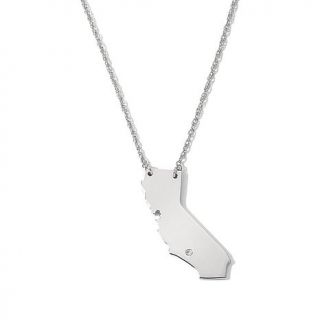 Moon and Lola State Map 17" Necklace with White Diamond Accent