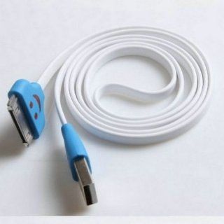 Ayangyang 1m (3feet) White Smile Face Noodle Flat USB Sync Data & Charger Cable Colorful Noodles Cable 1m for Iphone 4 4g 3 3g: Computers & Accessories