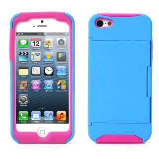 Century Accessory Credit Card Hard Shell Stand Combo Case Cover For Apple iPhone 5s 5 5G Blue: Cell Phones & Accessories