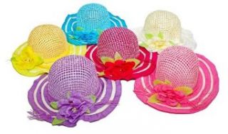 6 Hats Per Order Is Assorted Colors   6 Piece Girls Tea Party Flower Sunhats. Assorted Colors: Clothing