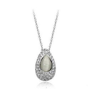 Charm Jewelry Swarovski Element Crystal 18k Gold Plated White Opal Bean Gorgeous Elegant Fashion Necklace Z#2450 Zg5045a7: Jewelry