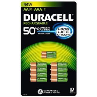 Duracell Rechargeable Batteries Assortment Pack AA 8 Count, AAA 2 Count: Health & Personal Care
