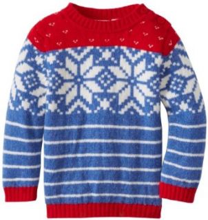 JoJo Maman Bebe Baby Boys Infant Lambswool Snowflake Sweater, Indigo, 18 24 Months: Clothing
