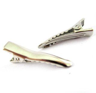 (12) Small Alligator Hair Clip with teeth, Silver Metal Curl Prong Clips Spring in Hair   1 1/8 Inch 30mm : Beauty