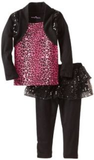 Almost Famous Girls 2 6X Animal Print Shrug Set, Black Leopard, 5/6: Clothing
