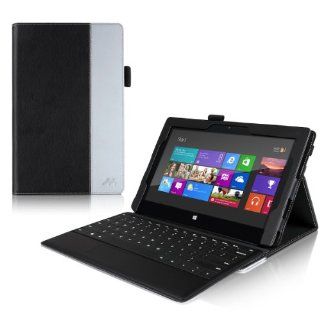 Manvex Leather Case for the Microsoft Surface PRO Tablet **NOW COMPATIBLE with the SURFACE PRO 2 / ALSO WORKS with both Microsoft Keyboards!**  Built in Stand with Multiple Viewing Angles with Stylus Holder   Black/Gray: Computers & Accessories