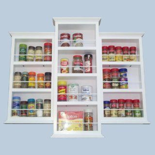 (SR 118) Wall mount or surface mounted 21 inch Kitchen Spice Rack holder, Solid Wood, accommodates multiple size bottles. Enamel finish or stain finish in your color choice, or unfinished also (DOES NOT GO IN THE WALL)   Door Mounted Spice Rack