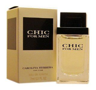 CHIC by Carolina Herrera for MEN: EDT .23 OZ MINI (note* minis approximately 1 2 inches in height) : Eau De Toilettes : Beauty