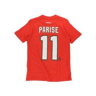 REEBOK Youth Minnesota Wild Zach Parise Player Name And Number T Shirt   Size: Medium, Red: Clothing