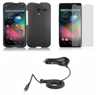 Motorola Moto X   Premium Accessory Kit   Charcoal Gray Hard Shell Case Shield Cover + ATOM LED Keychain Light + Screen Protector + Micro USB Car Charger Cell Phones & Accessories