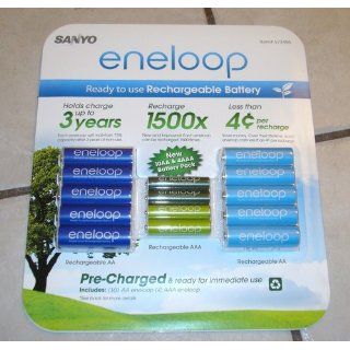 Sanyo Eneloop New NiMH Pre Charged 10 Rechargeable AA and 4 Rechargeable AAA Batteries: Electronics
