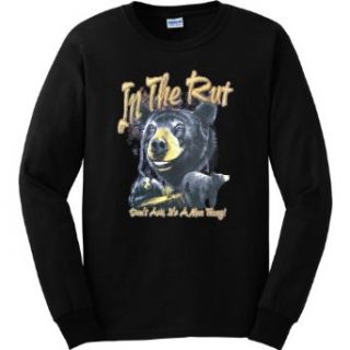 MENS LONG SLEEVE T SHIRT : SPORTS GREY   X LARGE   In The Rut Dont Ask Its A Man Thing   Funny Bear Hunting: Clothing