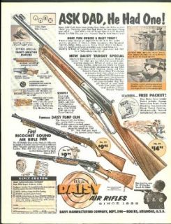 Ask Dad, he had one! Daisy BB Gun Air Rifle ad 1960 richochet sound pump gun: Entertainment Collectibles