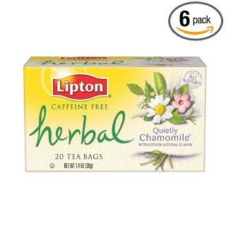 Lipton Herbal Tea, Quietly Chamomile, Tea Bags, 20 Count Boxes (Pack of 6) : Grocery & Gourmet Food