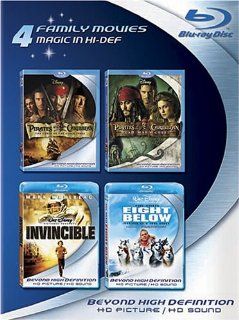 Blu ray 4 Pack: Family Movies (Pirates of the Caribbean: Curse of the Black Pearl / Pirates of the Caribbean: Dead Man's Chest / Invincible / Eight Below): Johnny Depp, Geoffrey Rush, Orlando Bloom, Keira Knightley, Jonathan Pryce, Mark Wahlberg, Greg 