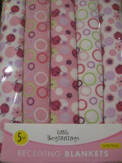 Little Beginnings Baby Girl Lady Bug 5 Pk Receiving Blankets : Nursery Receiving Blankets : Baby