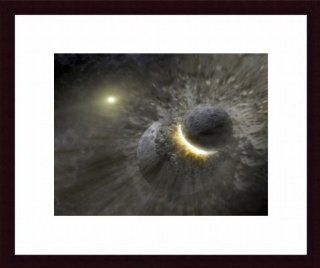 Barewalls A Collision Between Massive Objects in Space Poster by Stocktrek Images   Framed Prints