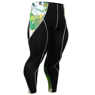 Fixgear Green Printing Spandex Compression Tights Pants Mens Womens S ~ 2XL : Running Compression Tights : Sports & Outdoors