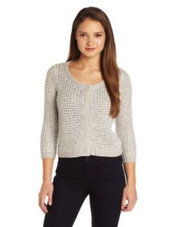 Evolution by Cyrus Women's Long Sleeve Crew Neck Crop Waffle Cardigan with Sparkle Thread, Ice Grey, Small at  Womens Clothing store: Cardigan Sweaters