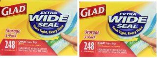 Glad Food Storage Zipper Quart, Double Lock, Pack of 8, Each Contains 62 Bags, Total 496 Count: Food Savers: Kitchen & Dining