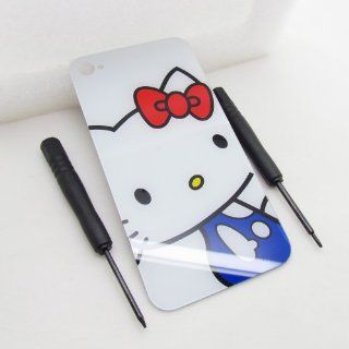 [Only Fit 4s] 4s White Hello Kitty Pattern Back Glass Replacement Battery Cover Housing Complete Rear Door without Diffuser! Free Screwdrivers and Easy Install,only for Iphone 4s(Not fit any iphone 4) (Free Newlifestart Back Case): Cell Phones & Access