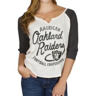 Junk Food Oakland Raiders Ladies Rookie Raglan Tri Blend T Shirt   White/Charcoal