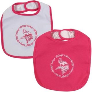 Minnesota Vikings Infant Girls 2 Pack Bibs   White/Pink
