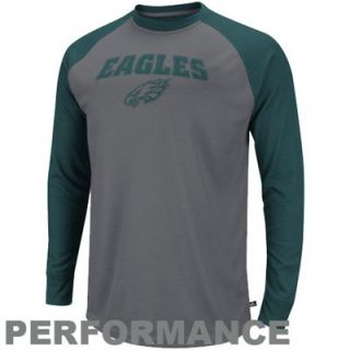Philadelphia Eagles Go Long II Thermal Long Sleeve Performance T Shirt   Gray/Midnight Green