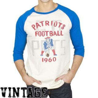Junk Food New England Patriots Rookie Raglan Quarter Sleeve T Shirt   Tan/Royal Blue