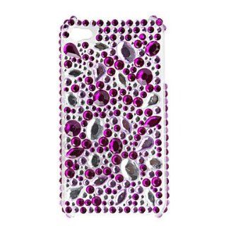 Protective PVC Case with Crystals Cover for iPhone 4, 4S (Purple)  Cell Phone Carrying Cases  Sports & Outdoors