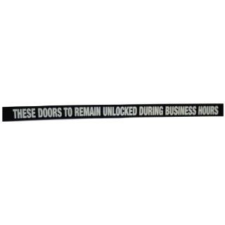 Don Jo DD 4 Rectangle Door Decal, Legend "THESE DOORS TO REMAIN UNLOCKED DURING BUSINESS HOURS", 24" Width x 1 1/2" Height, White On Black (Pack of 10): Industrial Warning Signs: Industrial & Scientific