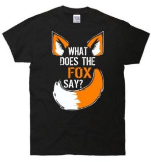 What Does The Fox Say? Funny T Shirt (Black Small): Clothing