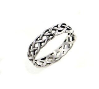Narrow 4mm Neverending Celtic Knot Sterling Silver Pinky Ring(Sizes 3, 4, 5, 6, 7, 8, 9, 10, 11, 12, 13, 14, 15, 16) Bands Jewelry