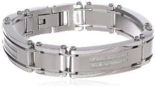 Men's Stainless Steel Double Row Bracelet (1/4 cttw), 8" Jewelry