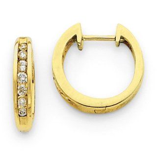 Round Brilliant Shape Diamond Earrings in 14kt Yellow Gold   Notched Post: GEMaffair Jewelry