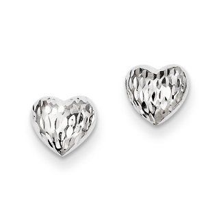 Heart Shape Diamond Shape Earrings in 14kt White Gold   Friction Back: GEMaffair Jewelry