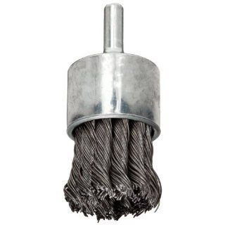 Weiler Wire End Brush, Hollow End, Round Shank, Steel, Partial Twist Knotted, 1 1/8" Diameter, 0.02" Wire Diameter, 1/4" Shank, 22000 rpm (Pack of 1): Abrasive Flat Brushes: Industrial & Scientific