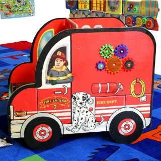 Fire Fighting Activity Car kids the excitement of re inacting truck such as: complete dashboard with steering wheel so they can "drive" the truck to safety, gearshift, key and ignition and even a play speedometer enhance their eye hand coordinati