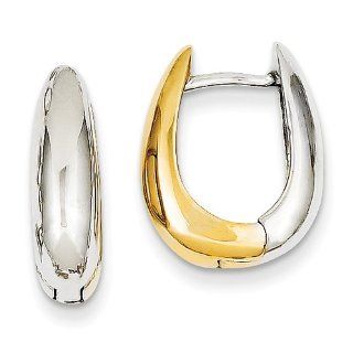 Hoop Earrings in 14kt White and Yellow Gold   Hinge W/ Post Back   Tempting: GEMaffair Jewelry
