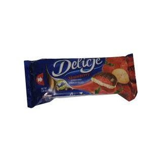 Kraft Delicje Strawberry (147g/5.18 Oz.) (Strawberry Jaffa Cake Style Biscuits from Poland) : Fruit Cookies : Grocery & Gourmet Food