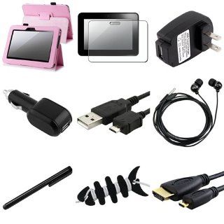 eForCity 11in1 Pink w/ Stand Case + 2 Matte Film + Wrap + Stylus Pen + Headset + 6FT HDMI compatible with Kindle Fire HD 7: Computers & Accessories
