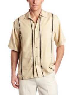 Cubavera Men's Short Sleeve Shirt with Inset Panels, Insignia Blue/Clay, Small at  Mens Clothing store