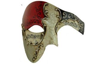 Silver Lining Musical Red Venetian Half Masquerade Mask Phantom Vintage Design : Facial Masks : Beauty