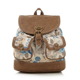 Mantaray Natural bird and butterfly canvas backpack