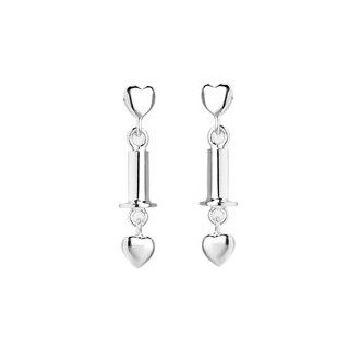 Lovelinks by Aagaard Sterling Silver Post/Stud Earrings with Heart on the Add a Bead Post and Heart Dangle: Lovelinks by Aagaard: Jewelry