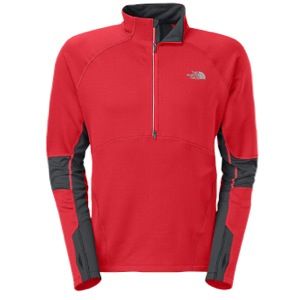 The North Face Momentum Thermal Half Zip Top   Mens   Running   Clothing   Fiery Red/Asphalt Grey