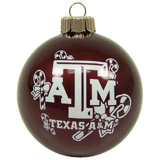 TEXAS A&M AGGIES OFFICIAL TEAM LOGO GLASS BALL CHRISTMAS ORNAMENT : Sports Fan Hanging Ornaments : Sports & Outdoors