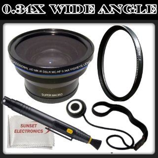 Wide Angle 0.34x High Definition Wide Angle Lens For The Nikon D7000 Digital SLR Camera. This Kit Includes: UV Protective Filter, Lens Cap Keeper, Lens Cleaning Pen & Microfiber Cleaning Cloth. (Will Attach To The Following Nikon Lenses: 18 55mm, 55 20