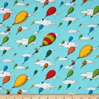 Oh The Places You'll Go! Celebration Balloons Sky Blue Fabric