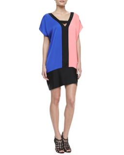 Womens Colorblock Stretch Silk Dress   Milly   Multi colors (SMALL/2 4)